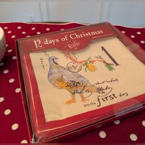 Williams Sonoma 12 Days Of Christmas Cloth Napkins - set of 12 - New